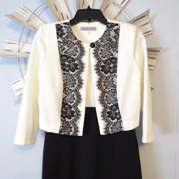 Beautiful 2 Pcs Danny & Nicoles Dress Black & Cream Dress w/ Lace Size 6 - Picture 1 of 16